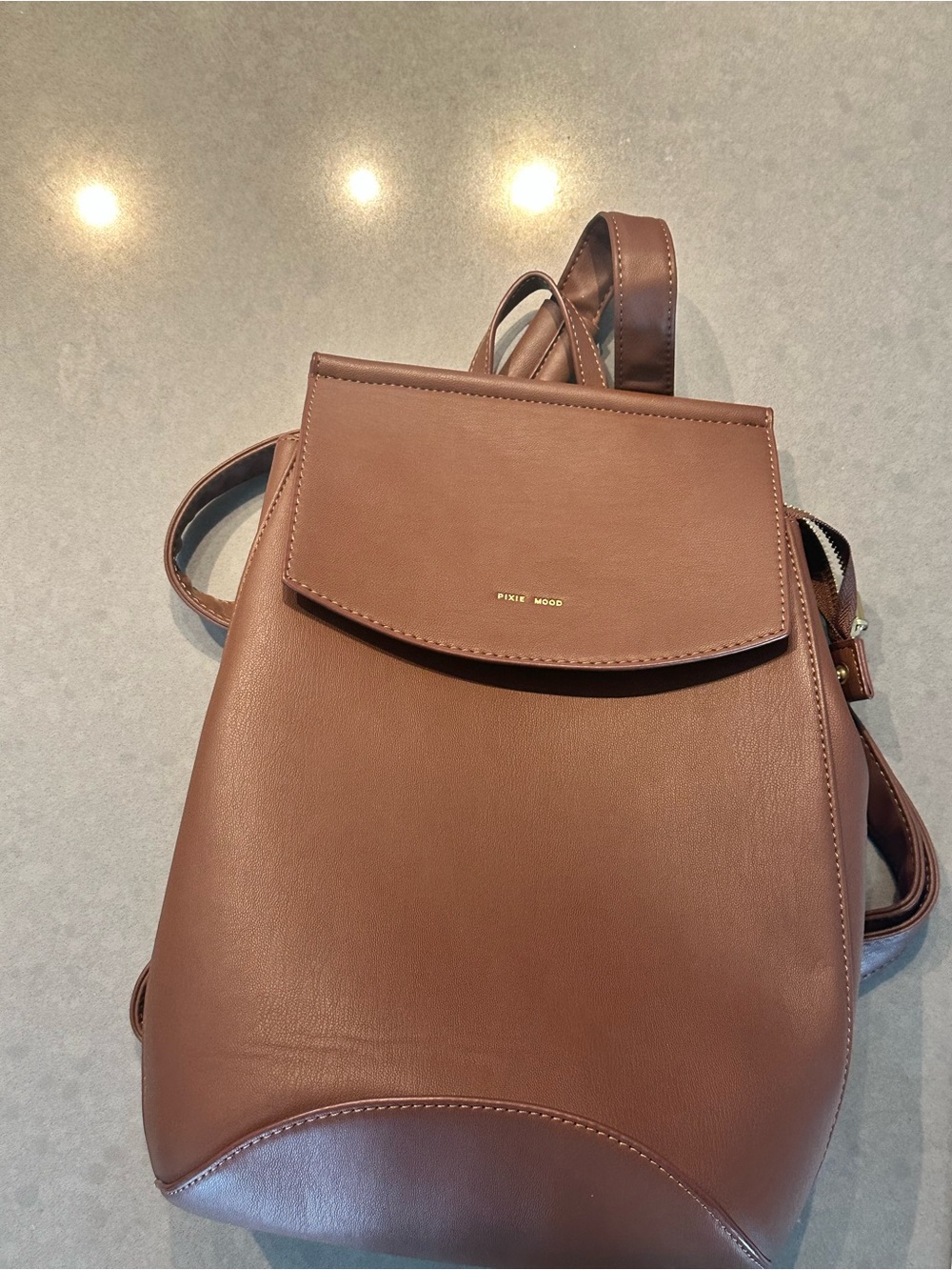 Pixie Mood Cognac Brown Leather Backpack